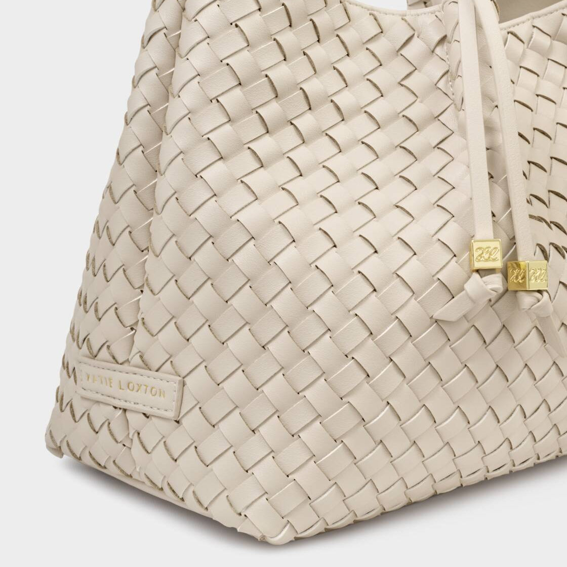 Katie Loxton | Nova Hand Woven Small Shoulder Tote in Oyster
