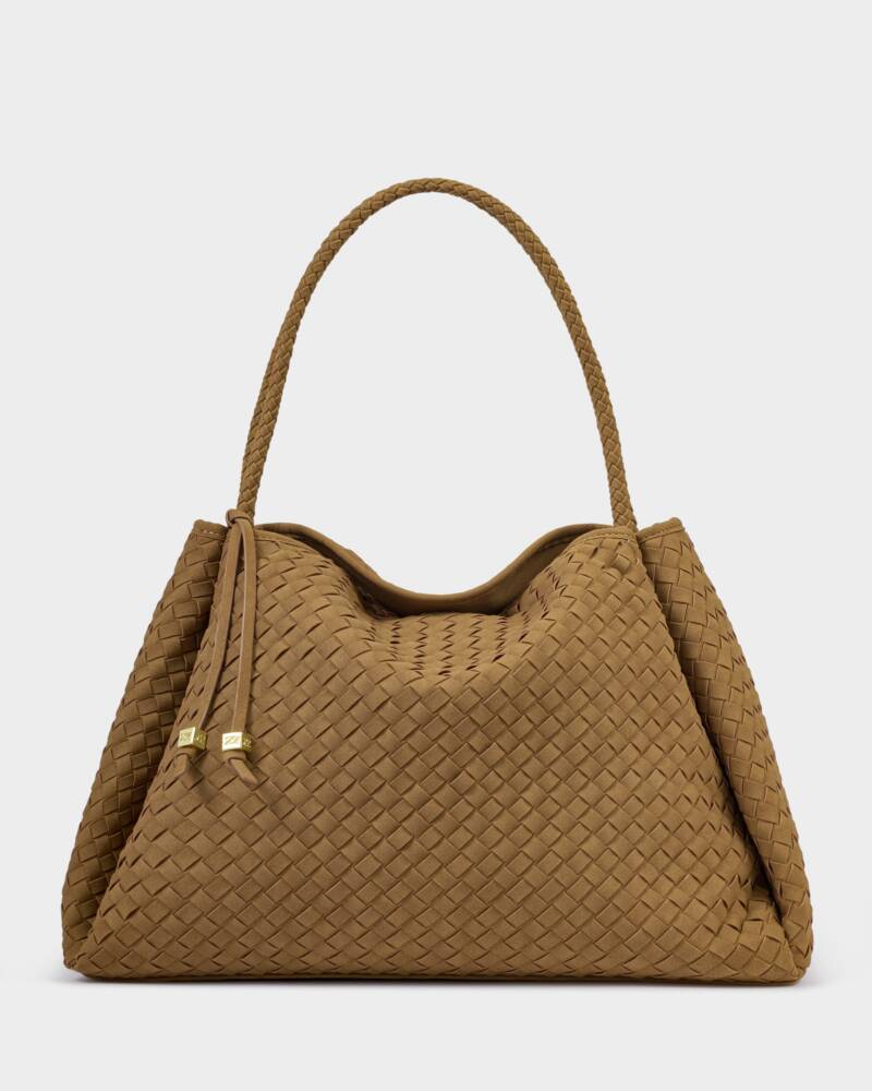 Katie Loxton | Nova Hand Woven Suedette Large Shoulder Bag - Light Caramel