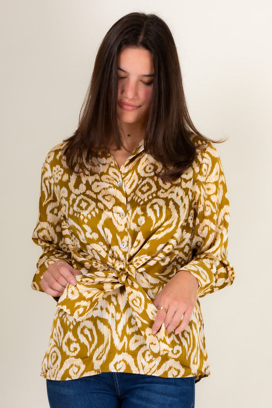 The Audrey Satin Front Tie Blouse