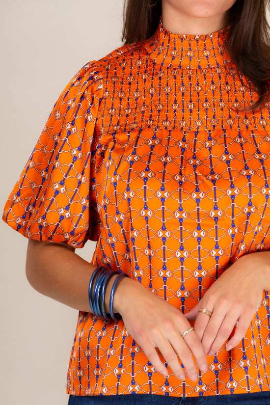 The Jade Smocked Print Top