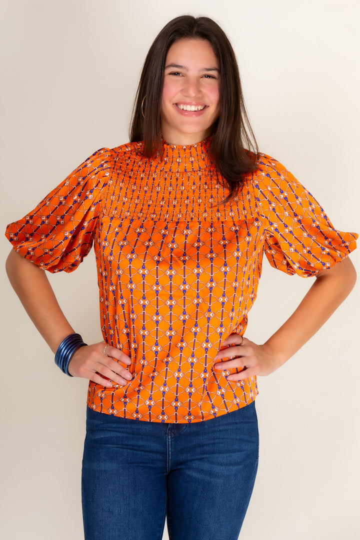 The Jade Smocked Print Top