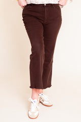 Madison's The Label | The Hadley Frayed Bootcut Jean - Dark Brown