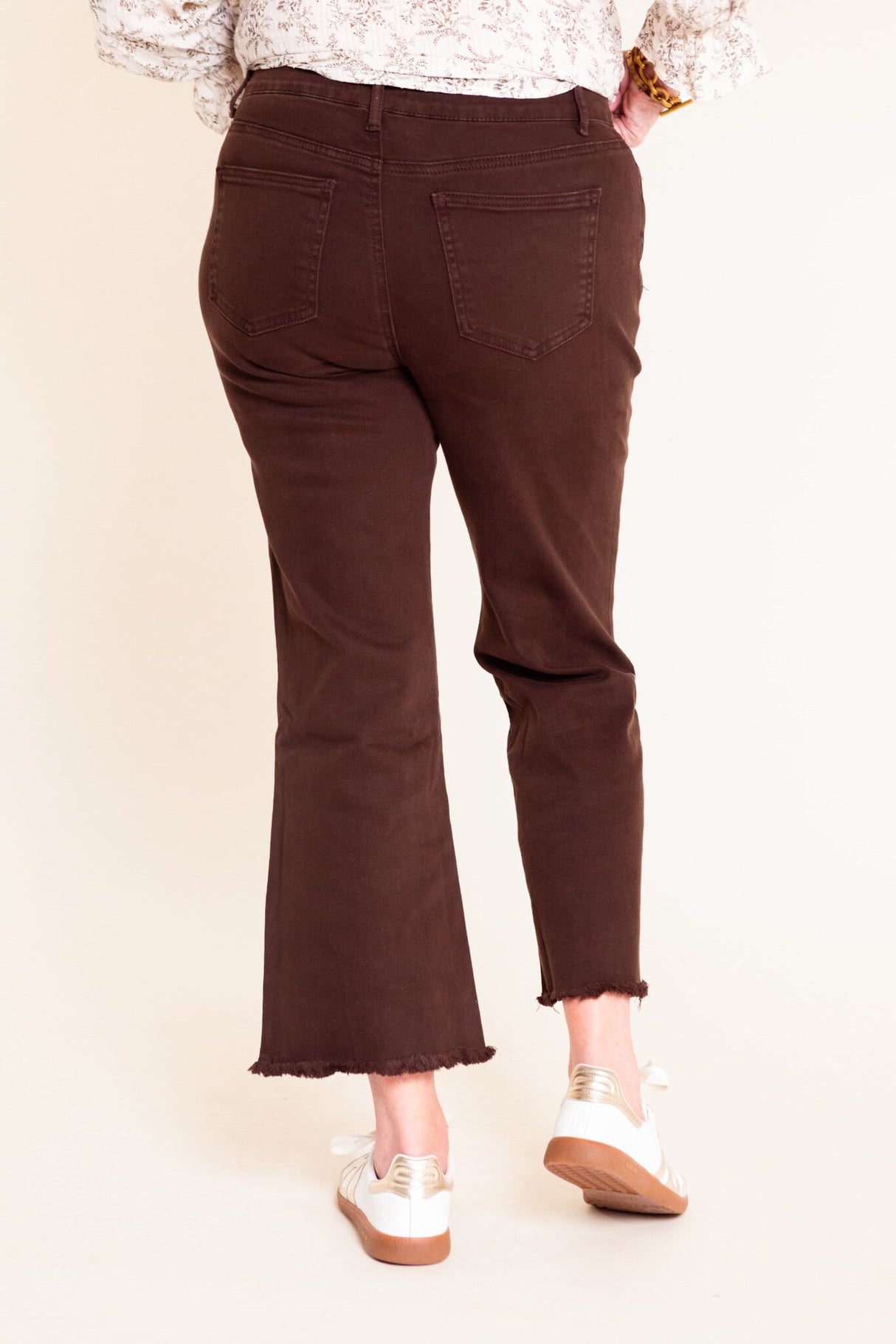 Madison's The Label | The Hadley Frayed Bootcut Jean - Dark Brown