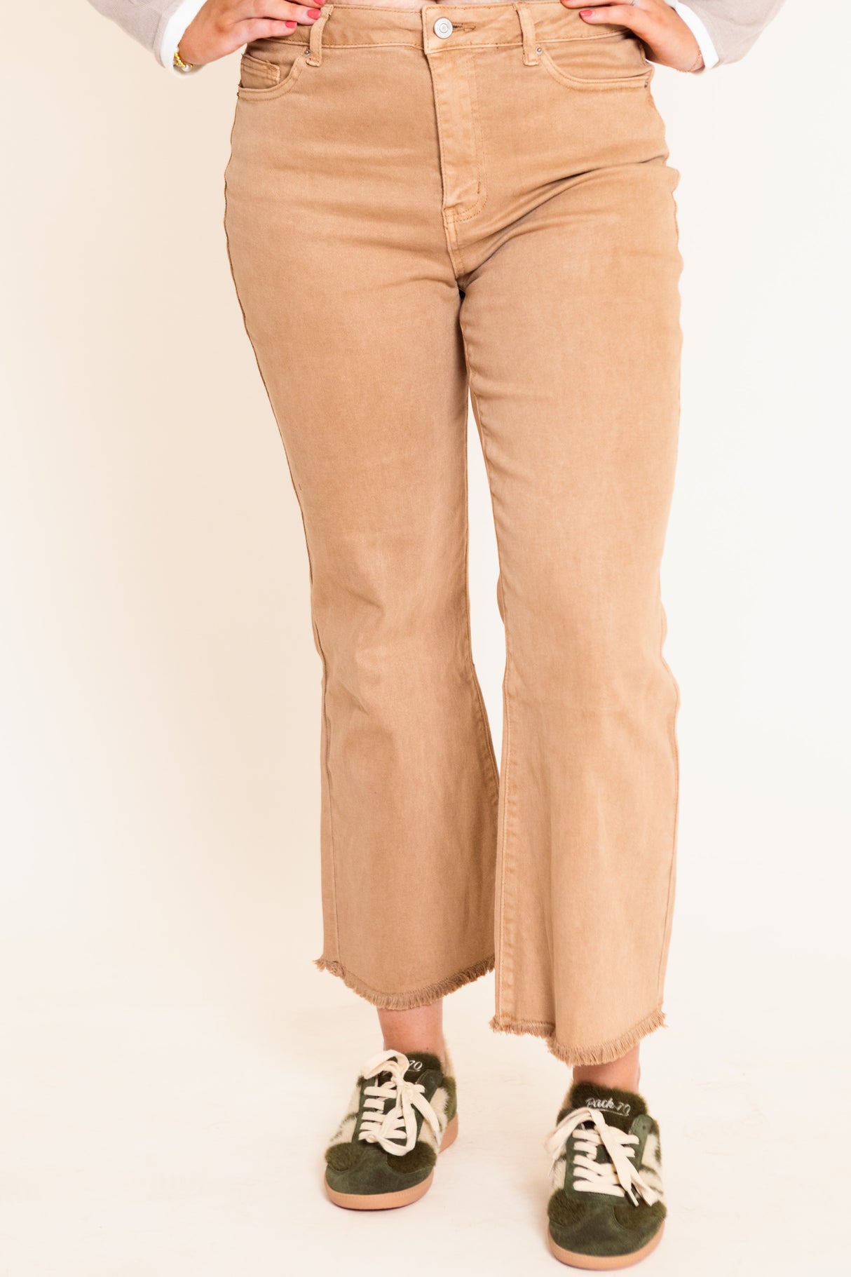 Madison's The Label | The Hadley Frayed Bootcut Jean - Camel