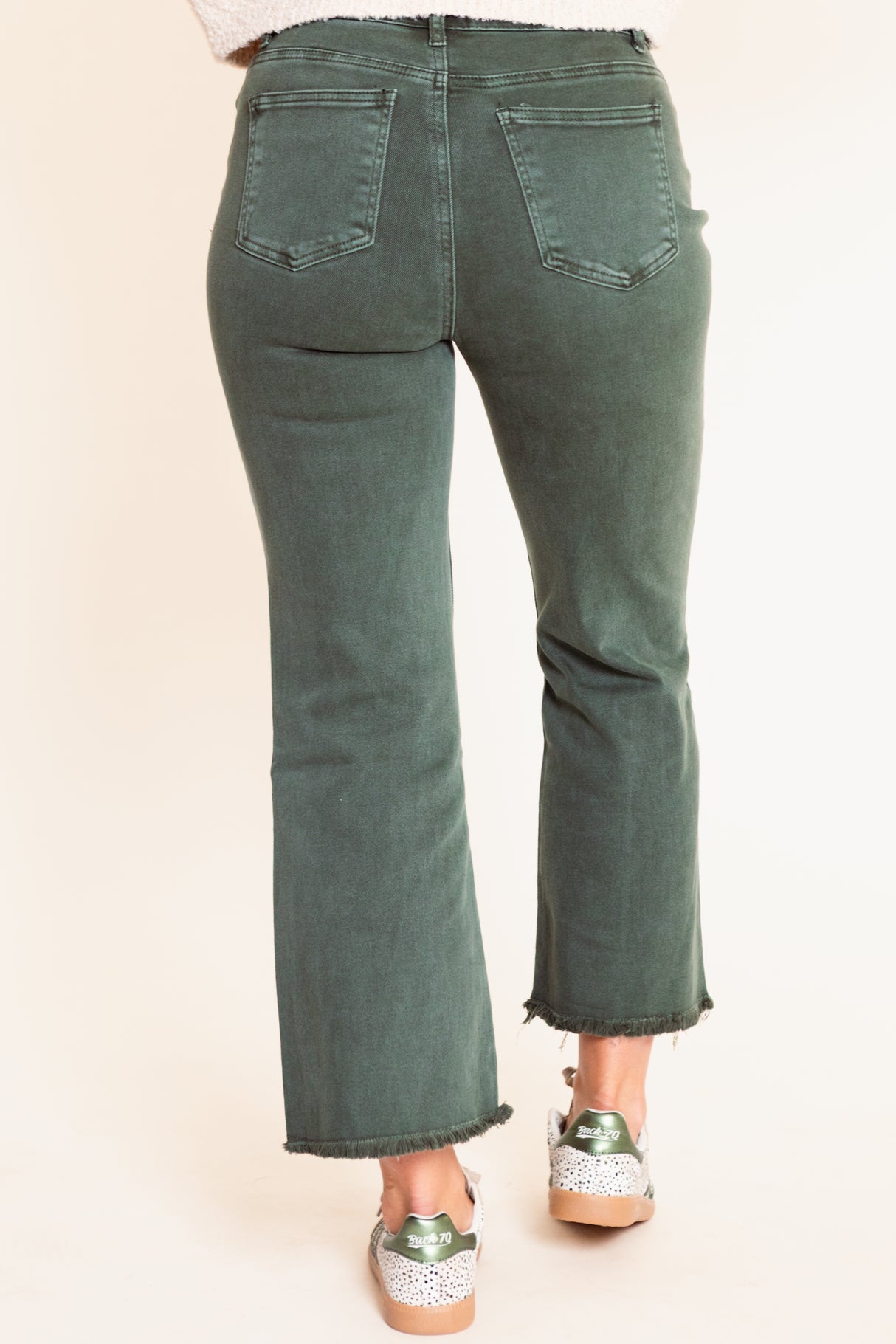 Madison's The Label | The Hadley Frayed Bootcut Jean - Dark Olive
