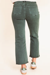 Madison's The Label | The Hadley Frayed Bootcut Jean - Dark Olive