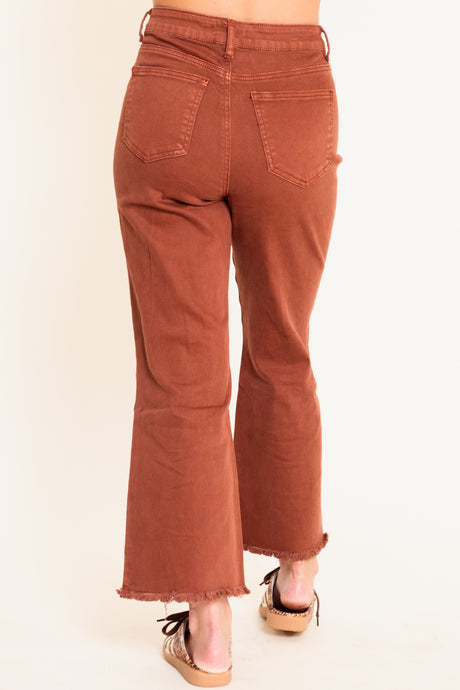 Madison's The Label | The Hadley Frayed Bootcut Jean - Dark Rust