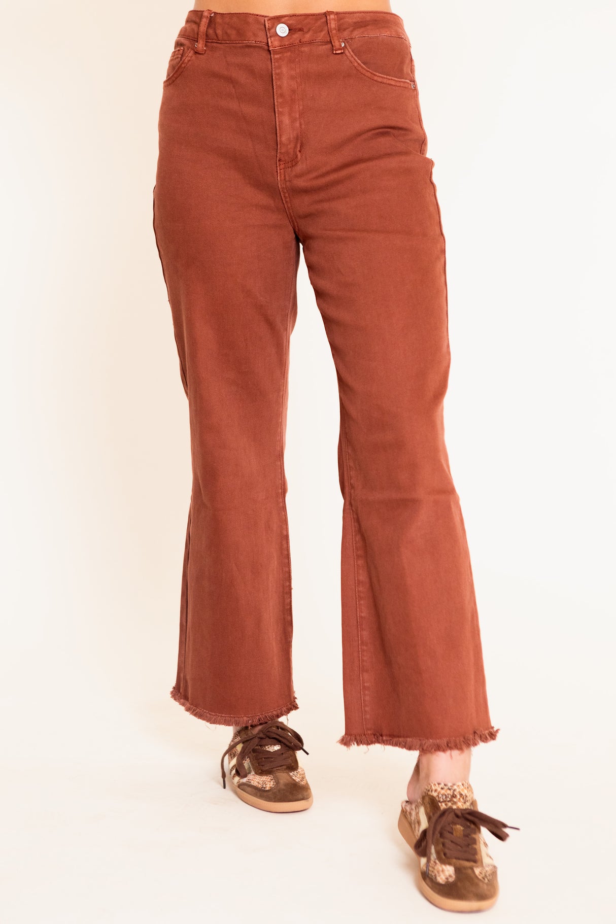 Madison's The Label | The Hadley Frayed Bootcut Jean - Dark Rust