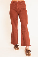 Madison's The Label | The Hadley Frayed Bootcut Jean - Dark Rust