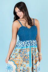 The Bohemian Breeze Denim Maxi Dress