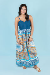 The Bohemian Breeze Denim Maxi Dress