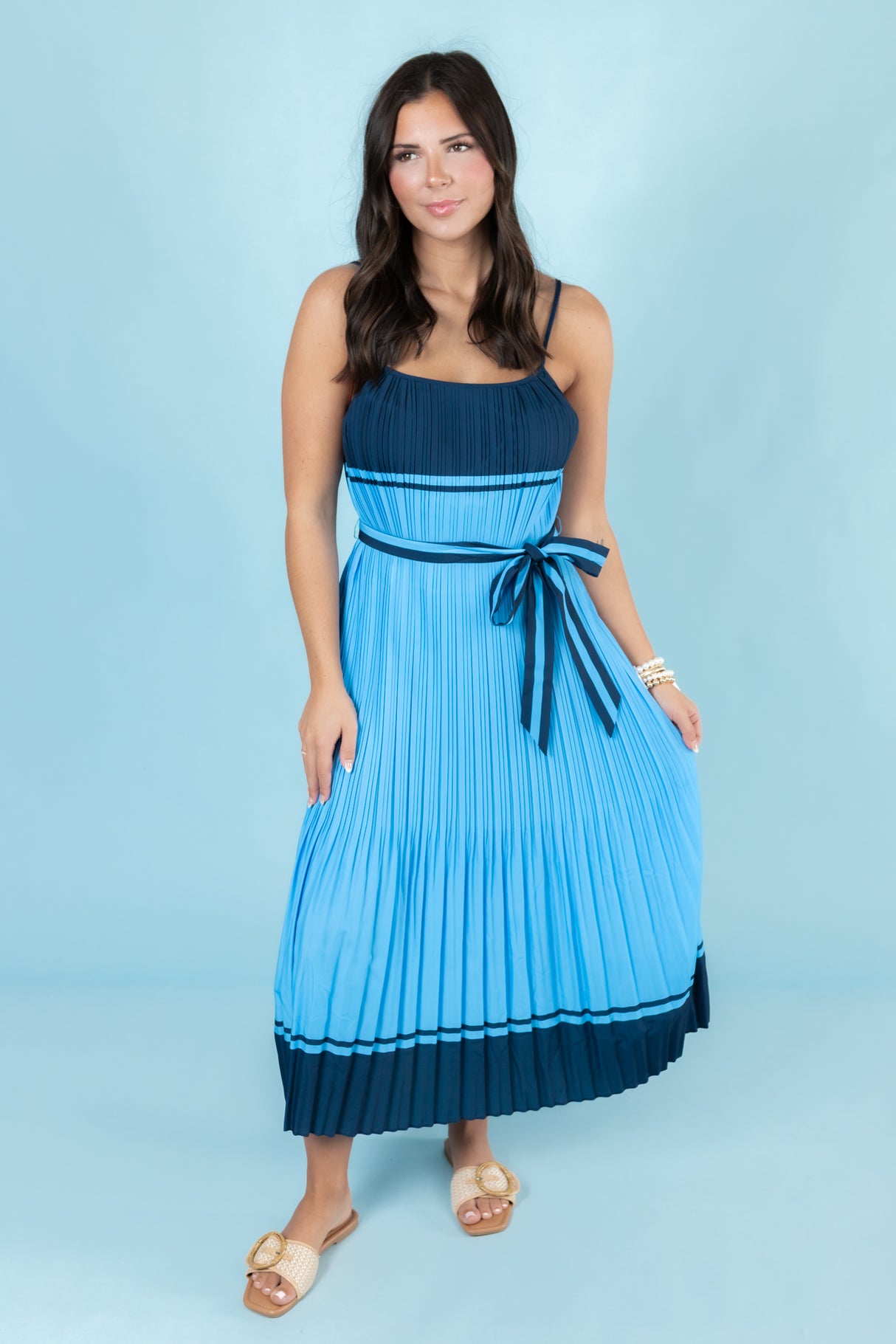 The Polly Pleated Midi Dress