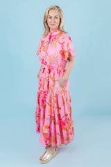 J. Marie | The Pink Playa Button Up Midi Dress