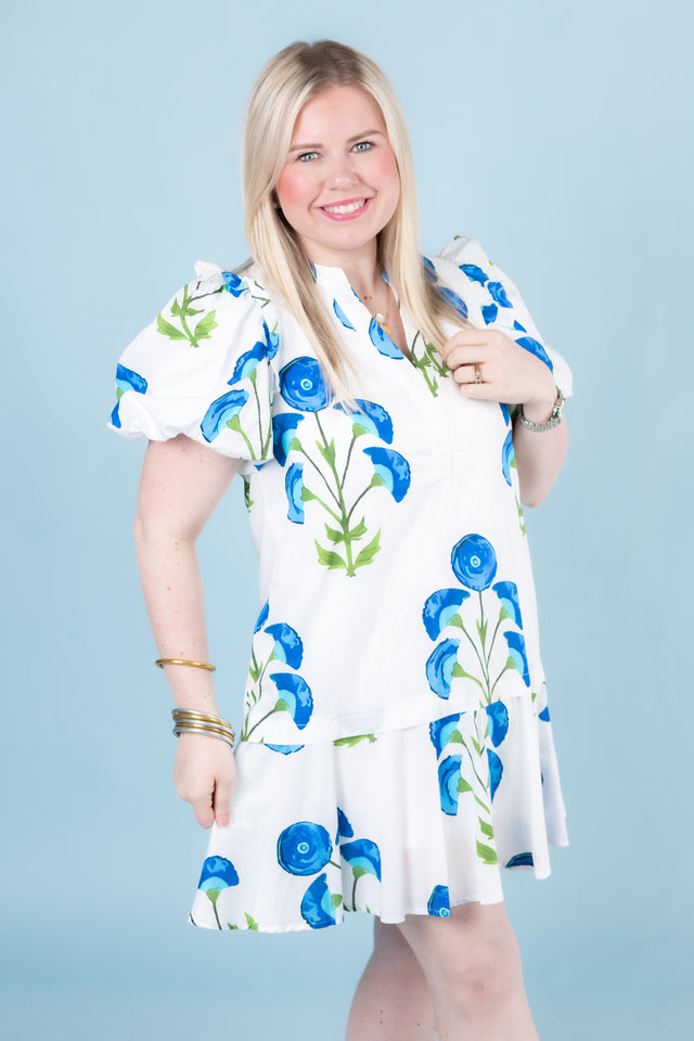 The Blue Florals Mini Dress