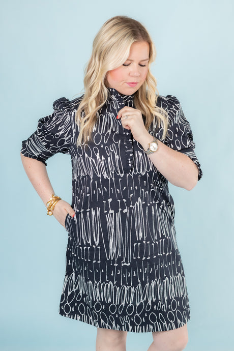 Lior | Dai Scribble Ruffle Neck Dress