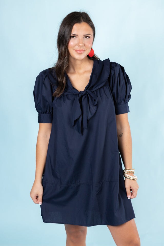 Sailor Puff Sleeve Mini Dress