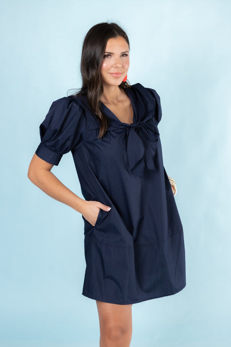 Sailor Puff Sleeve Mini Dress