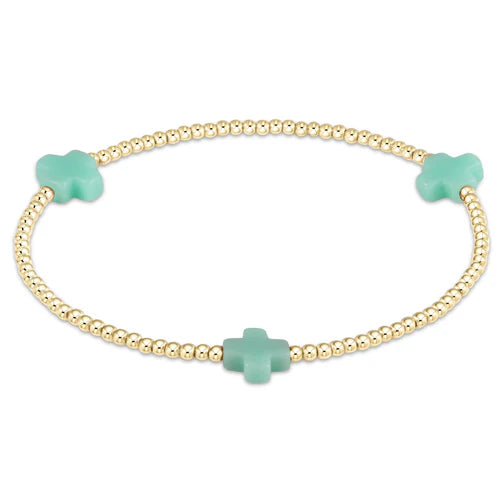 Enewton | Signature Cross Gold Pattern 2mm Bead Bracelet - Mint