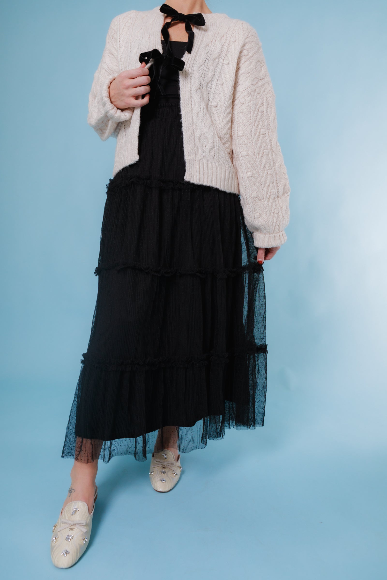 The Polka Dot Tiered Midi Skirt