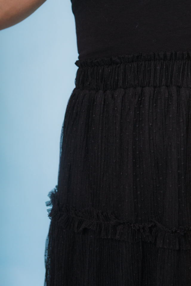 The Polka Dot Tiered Midi Skirt