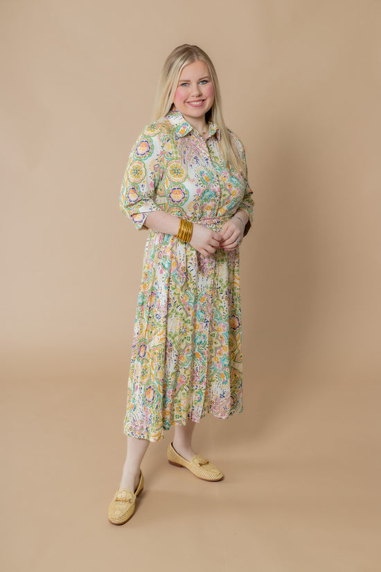 Load image into Gallery viewer, The Paisley Button Down Shirt Dress
