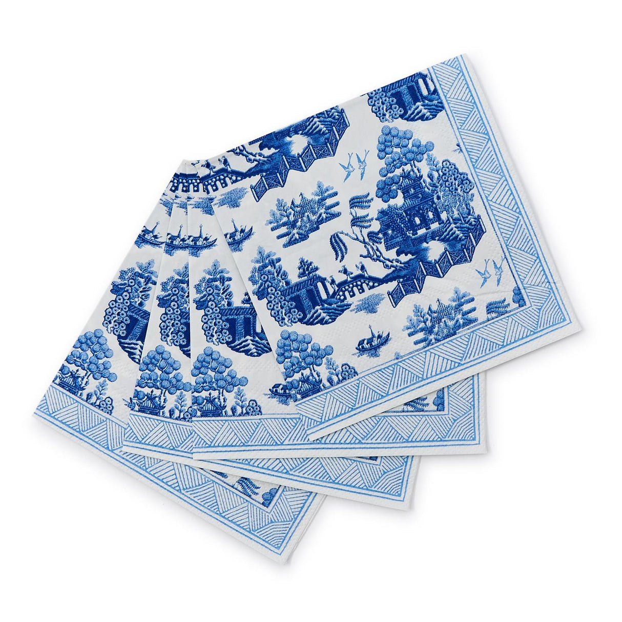 Two's Company | Blue Willow 3-Ply Paper Cocktail Napkin