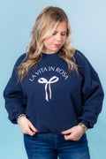 La Vita In Rosa Bow Graphic Sweatshirt (Final Sale)
