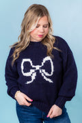Navy Charm Bow Sweater (Final Sale)