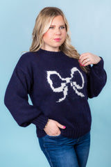 Navy Charm Bow Sweater (Final Sale)