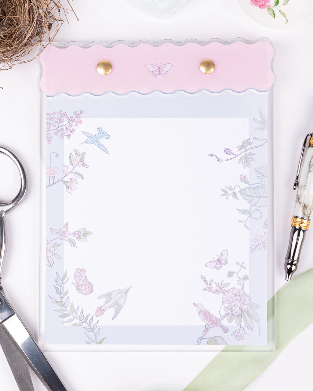 Acrylic Notepad | Bird & Flower Small