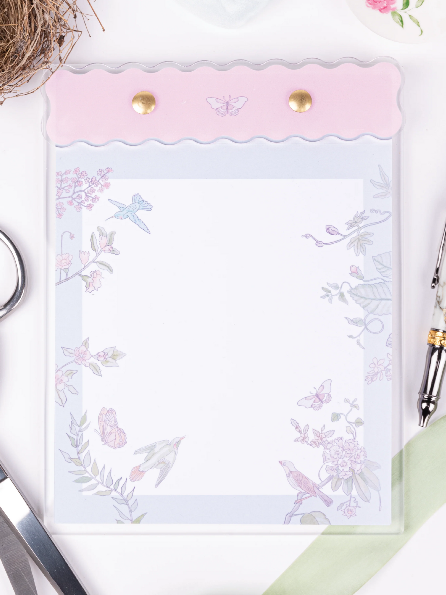 Acrylic Notepad | Bird & Flower Small