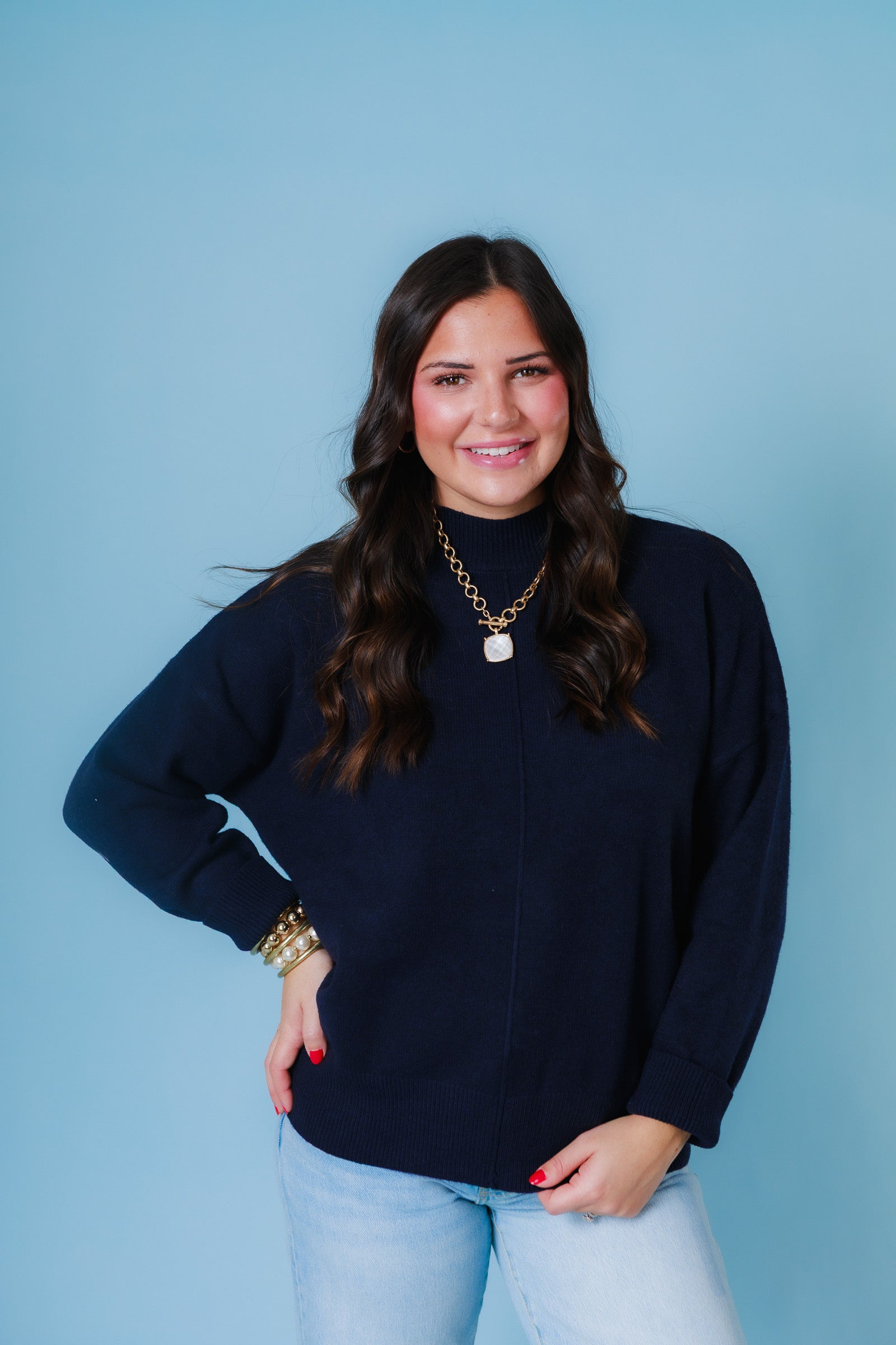 Effortless Edge Mock Neck Sweater