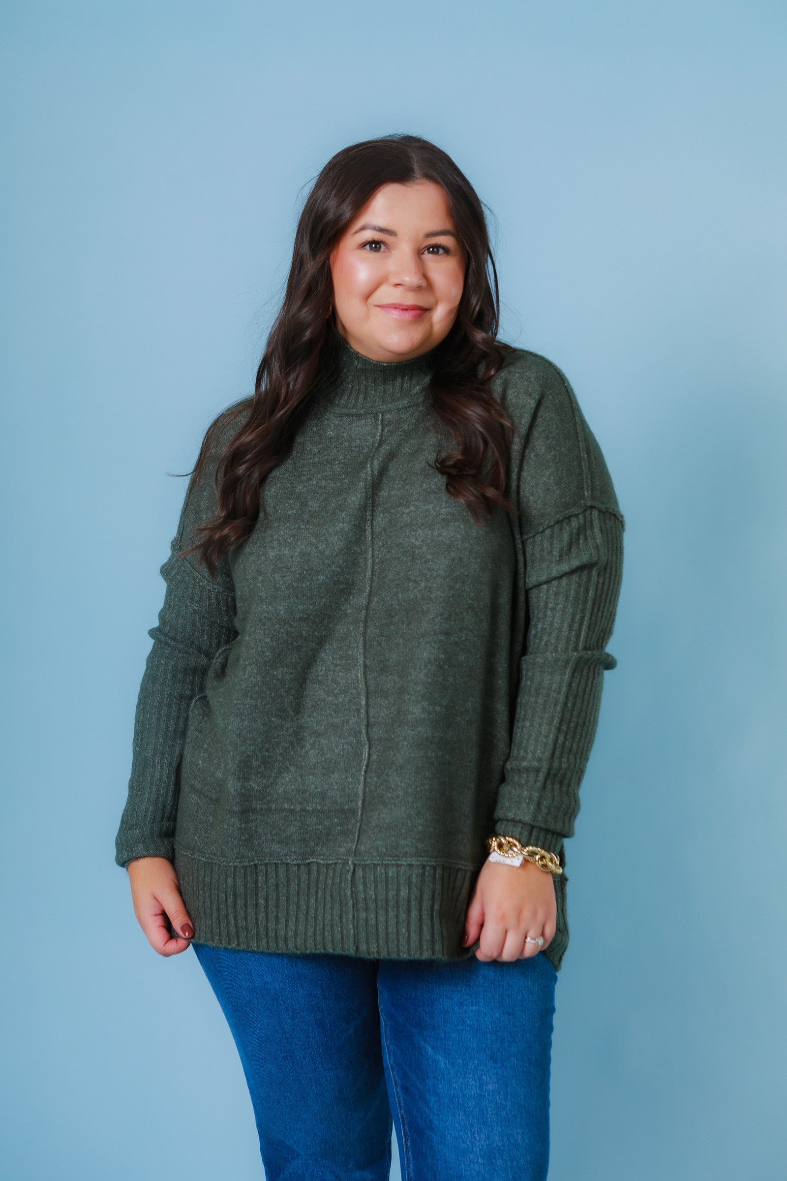 Soft Knit Ribbed Hem Sweater