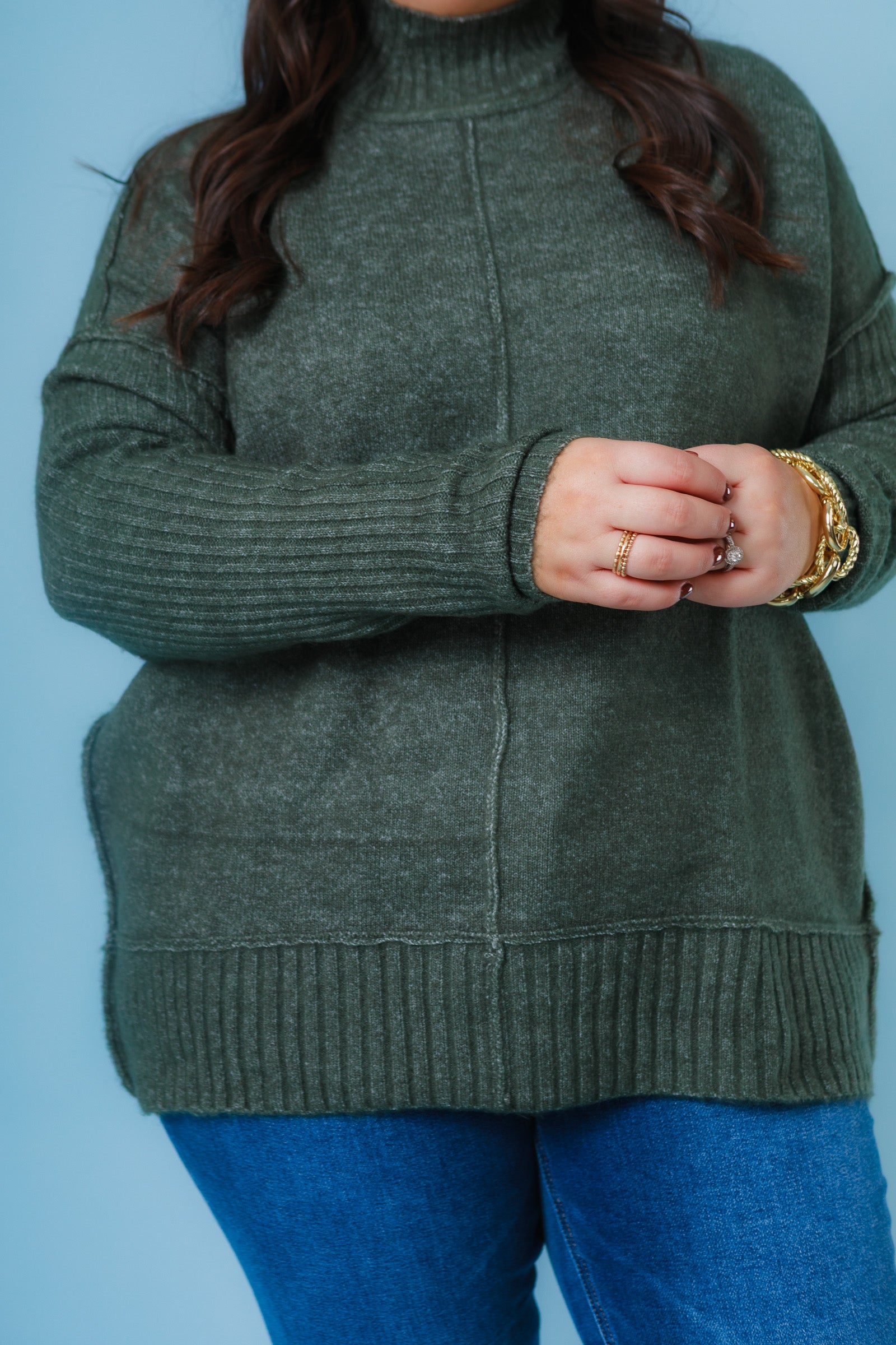 Soft Knit Ribbed Hem Sweater