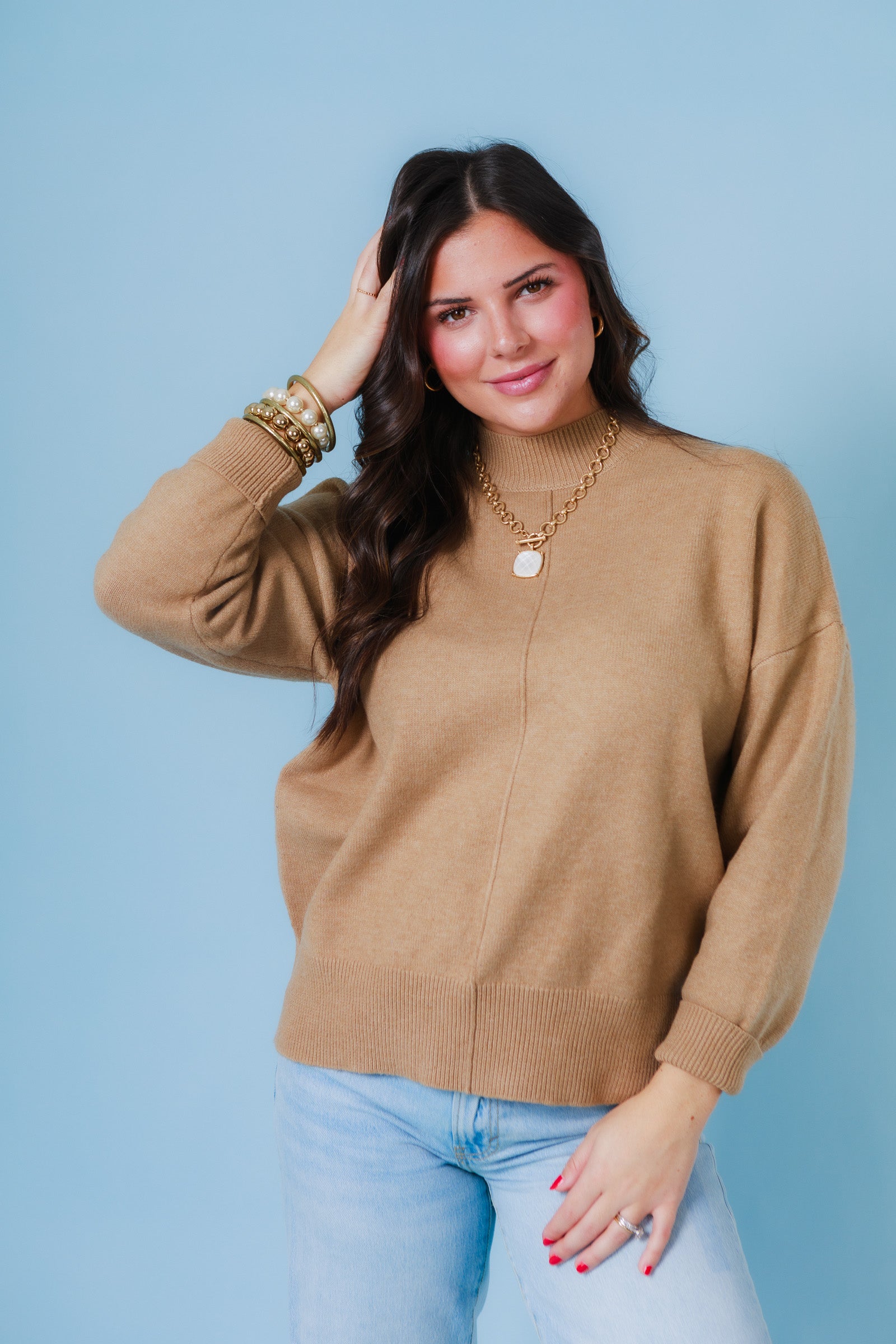 Effortless Edge Mock Neck Sweater