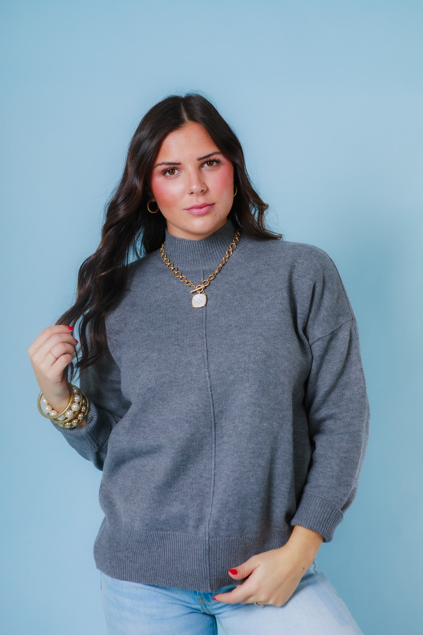 Effortless Edge Mock Neck Sweater
