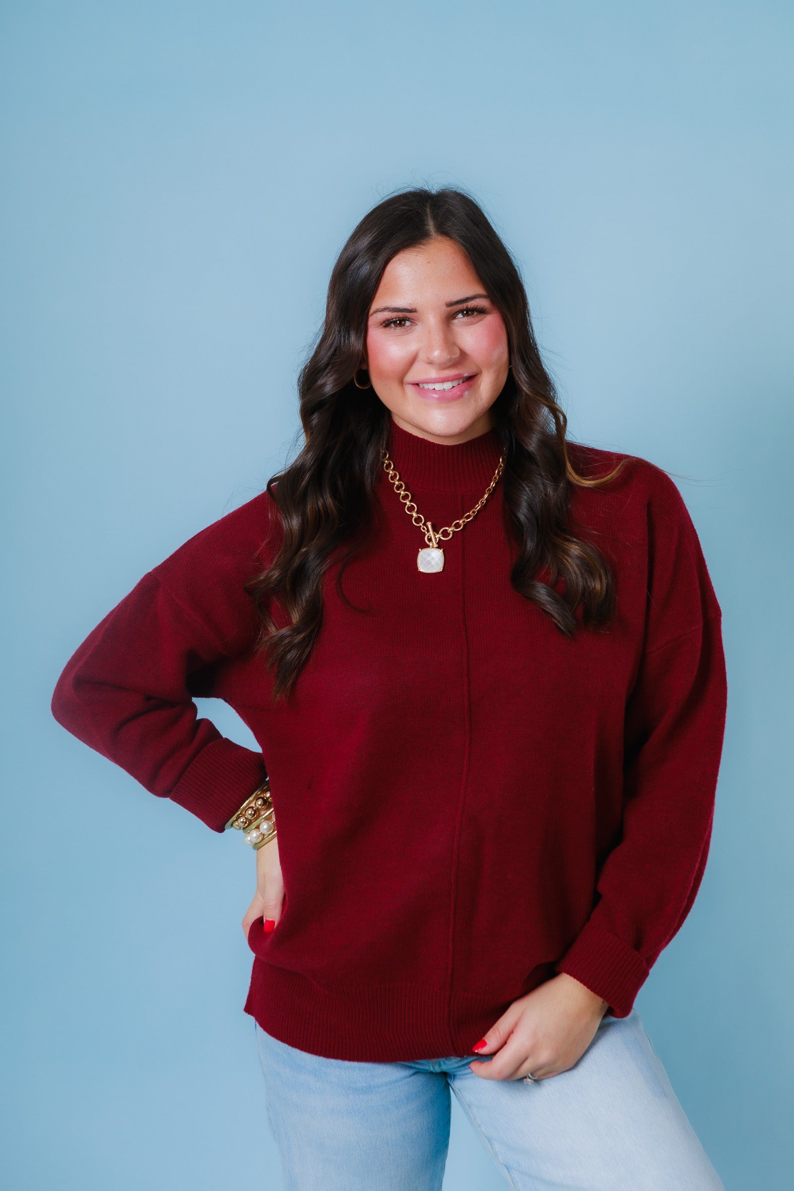 Effortless Edge Mock Neck Sweater