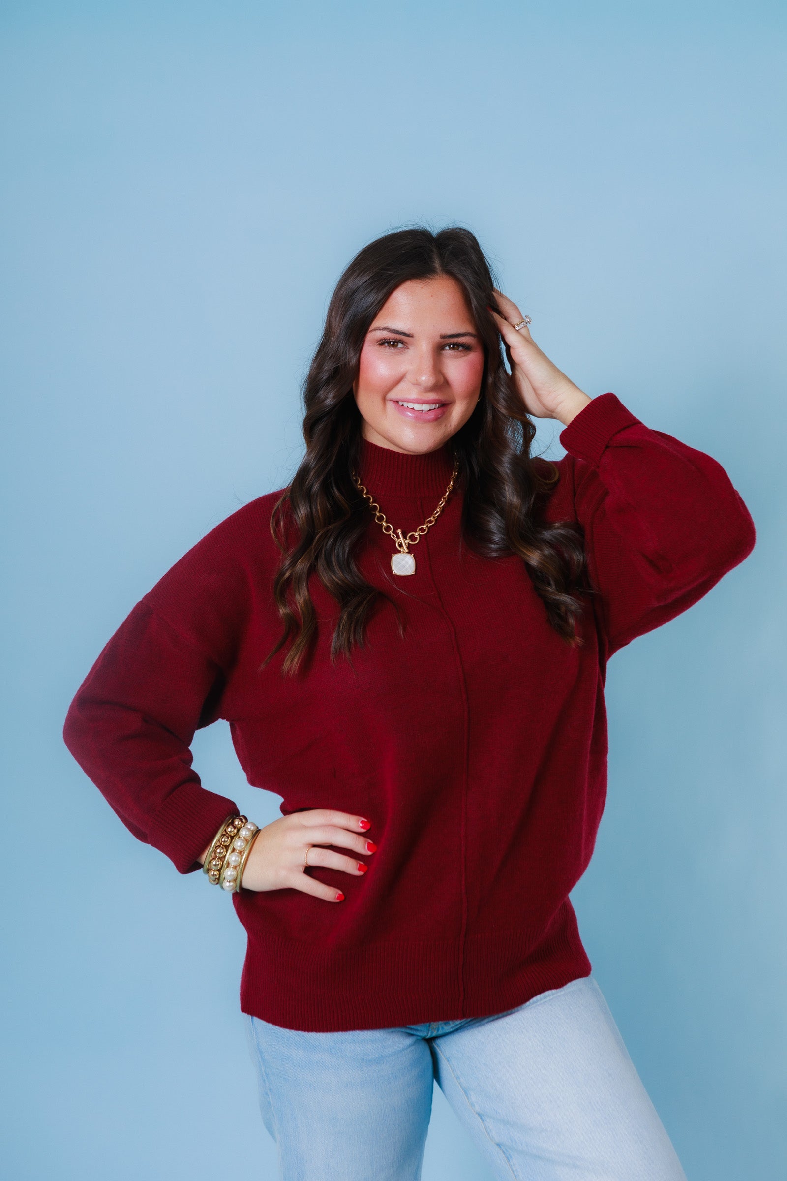 Effortless Edge Mock Neck Sweater