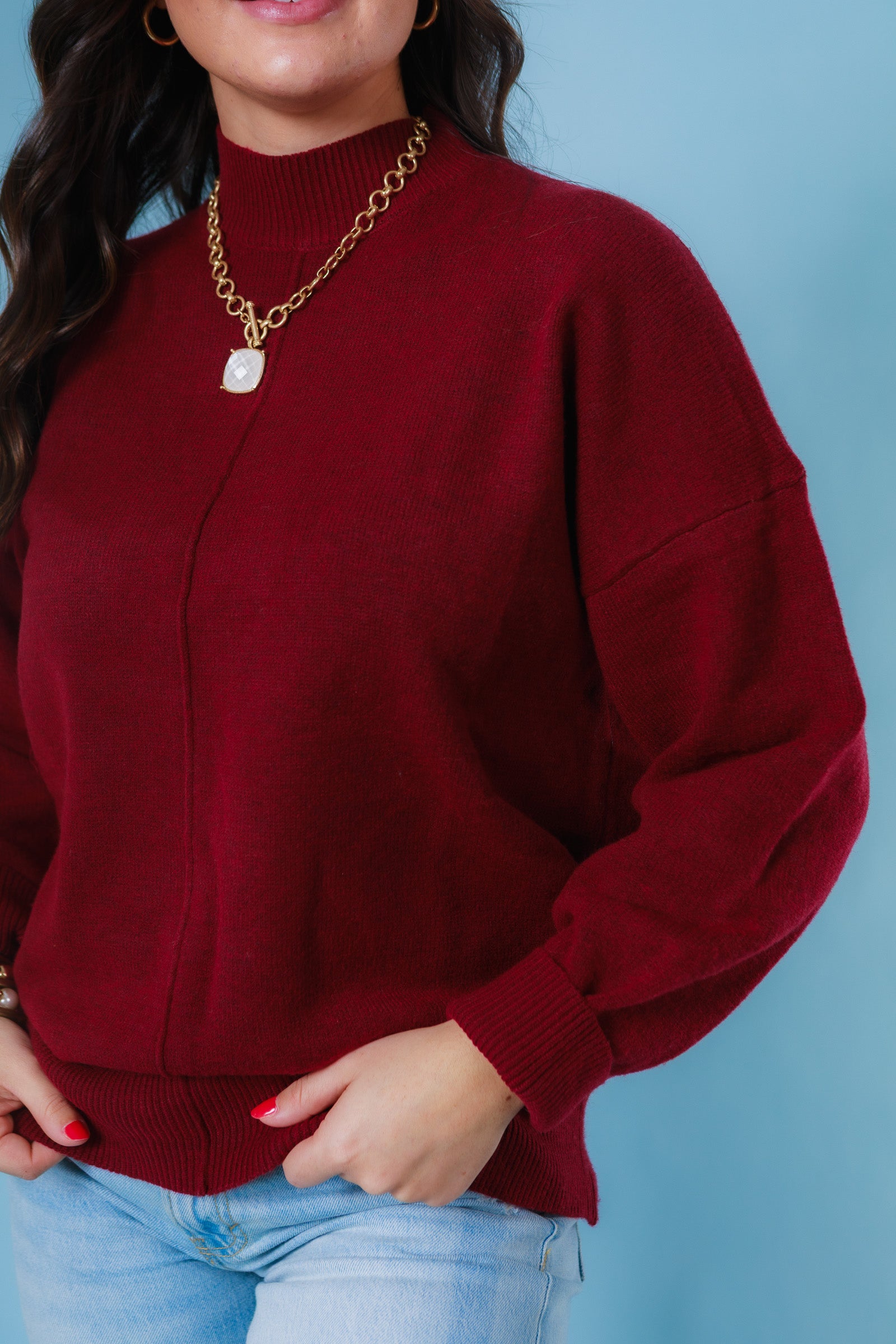 Effortless Edge Mock Neck Sweater