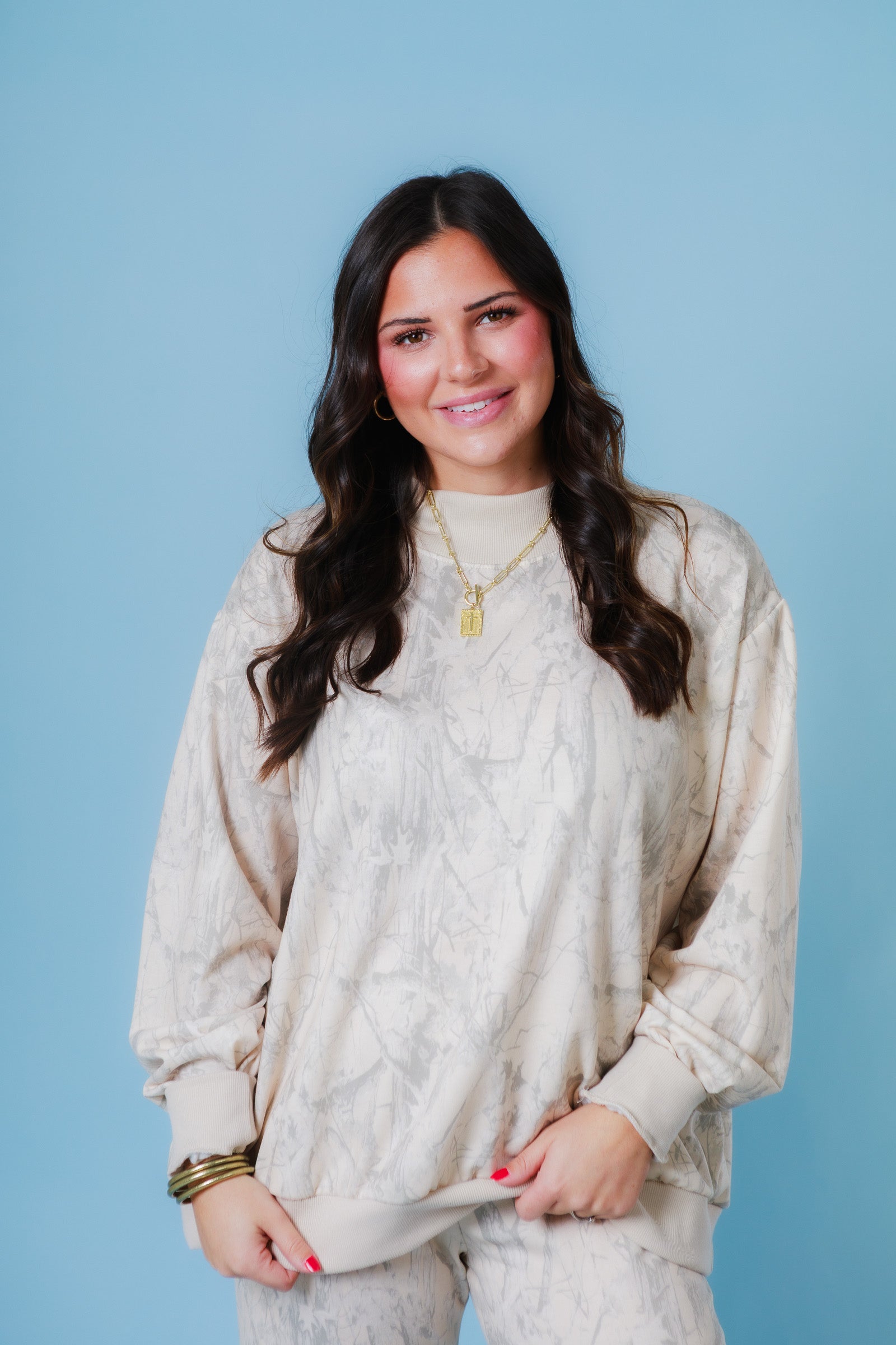 Camo Mock Neck Sweatshirt