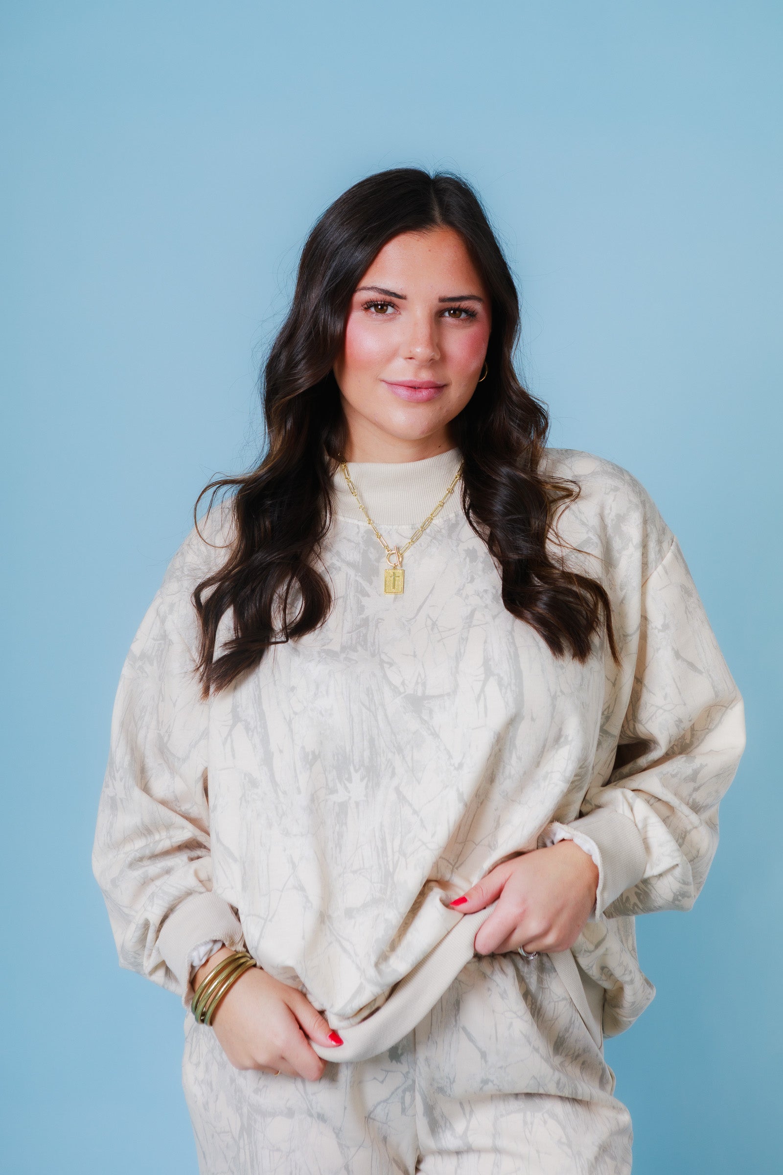 Camo Mock Neck Sweatshirt