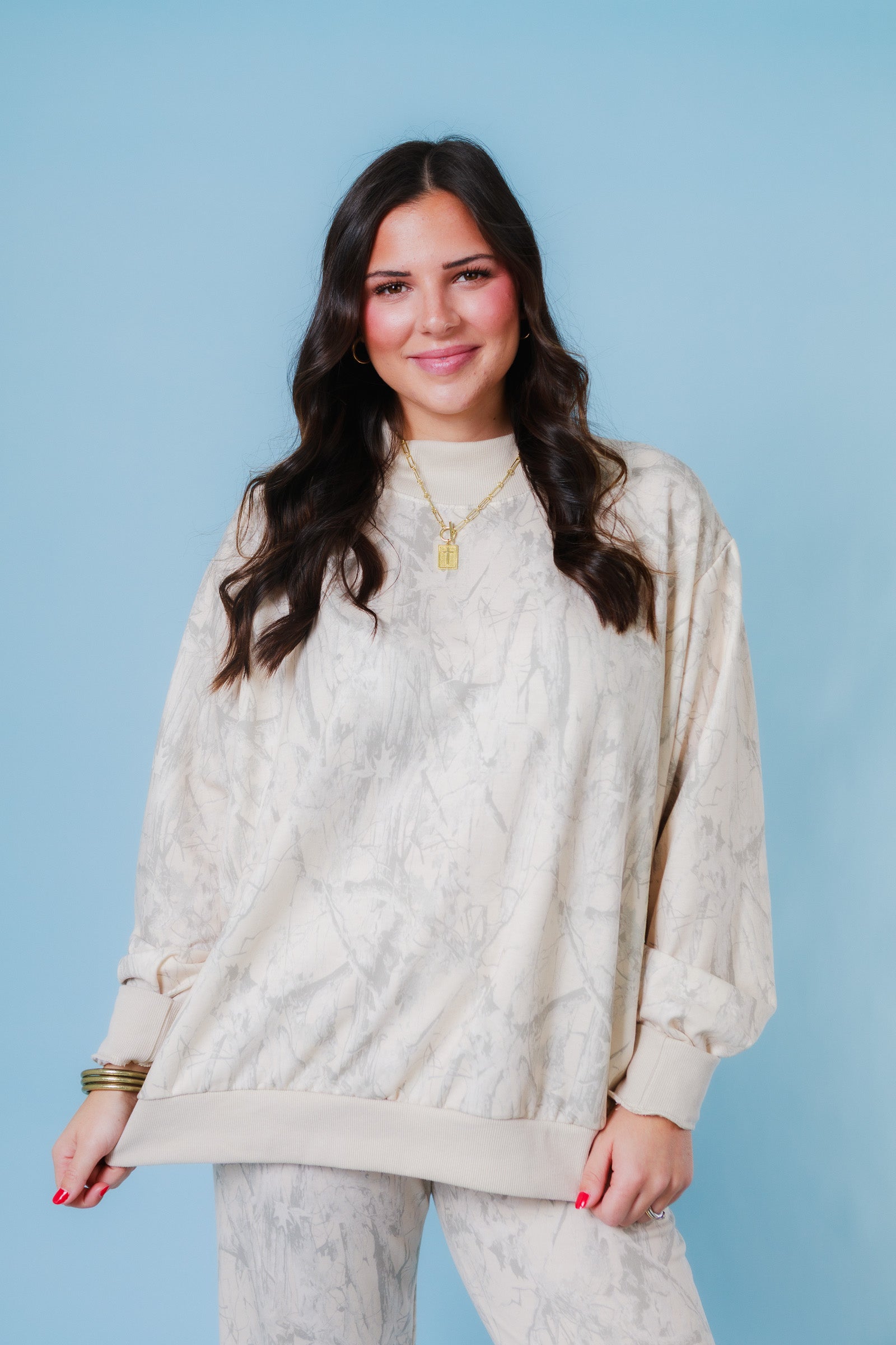 Camo Mock Neck Sweatshirt