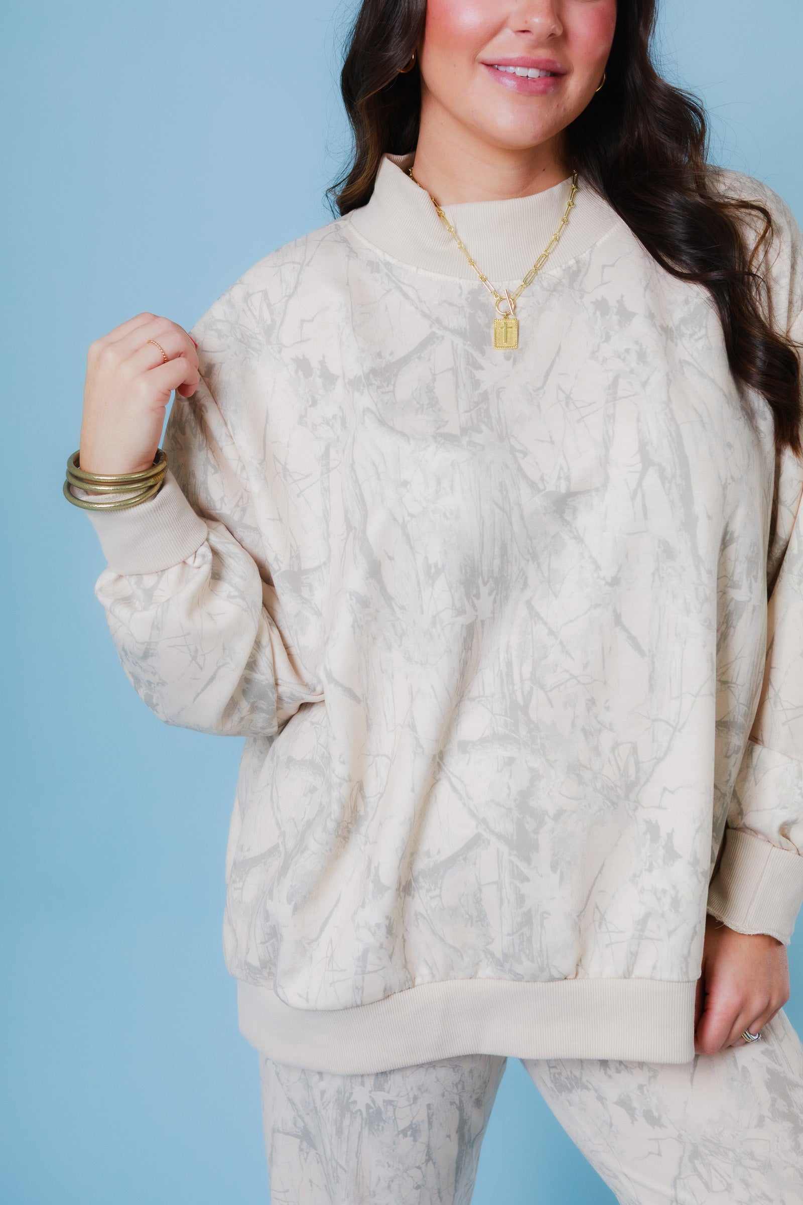 Camo Mock Neck Sweatshirt