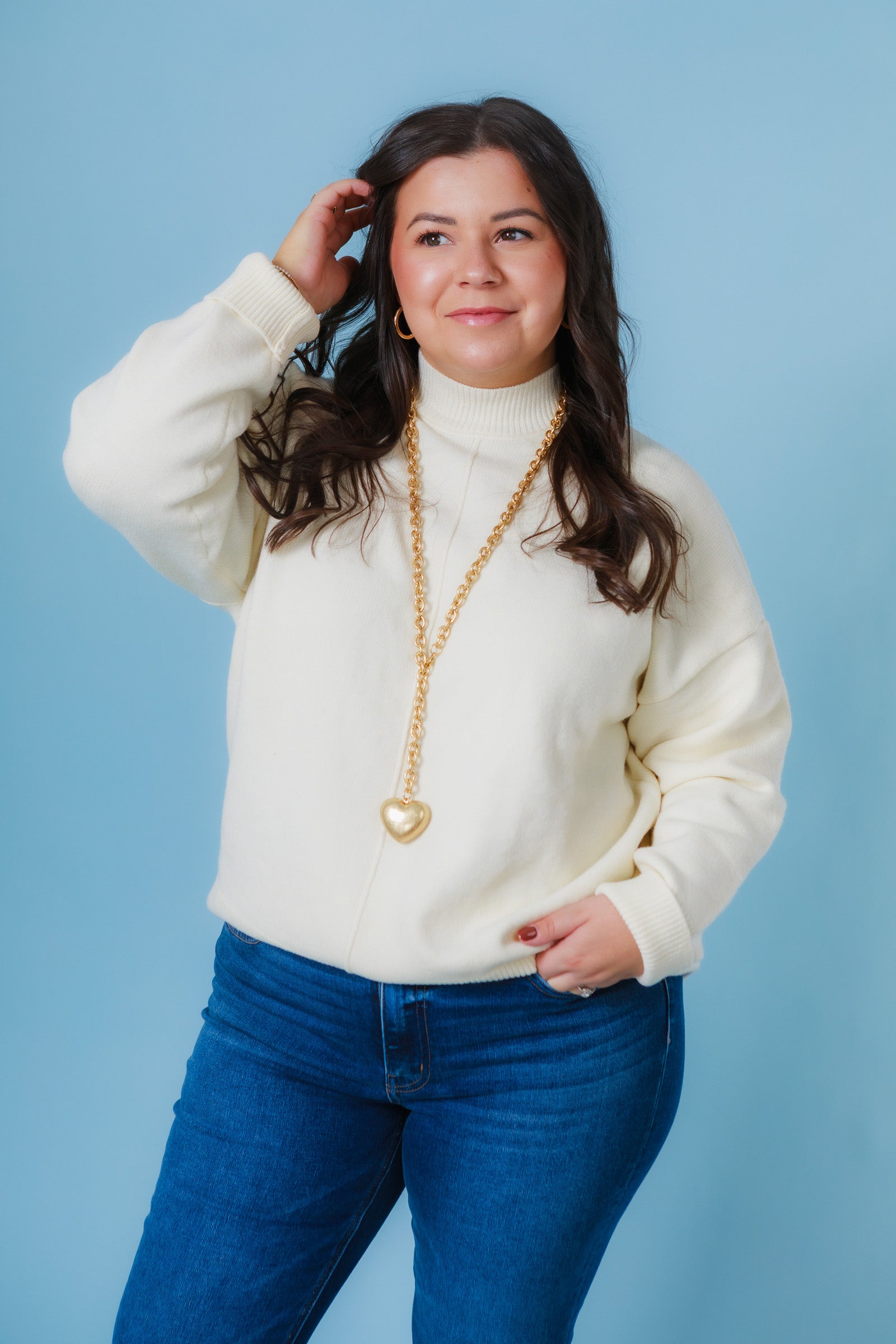 Effortless Edge Mock Neck Sweater