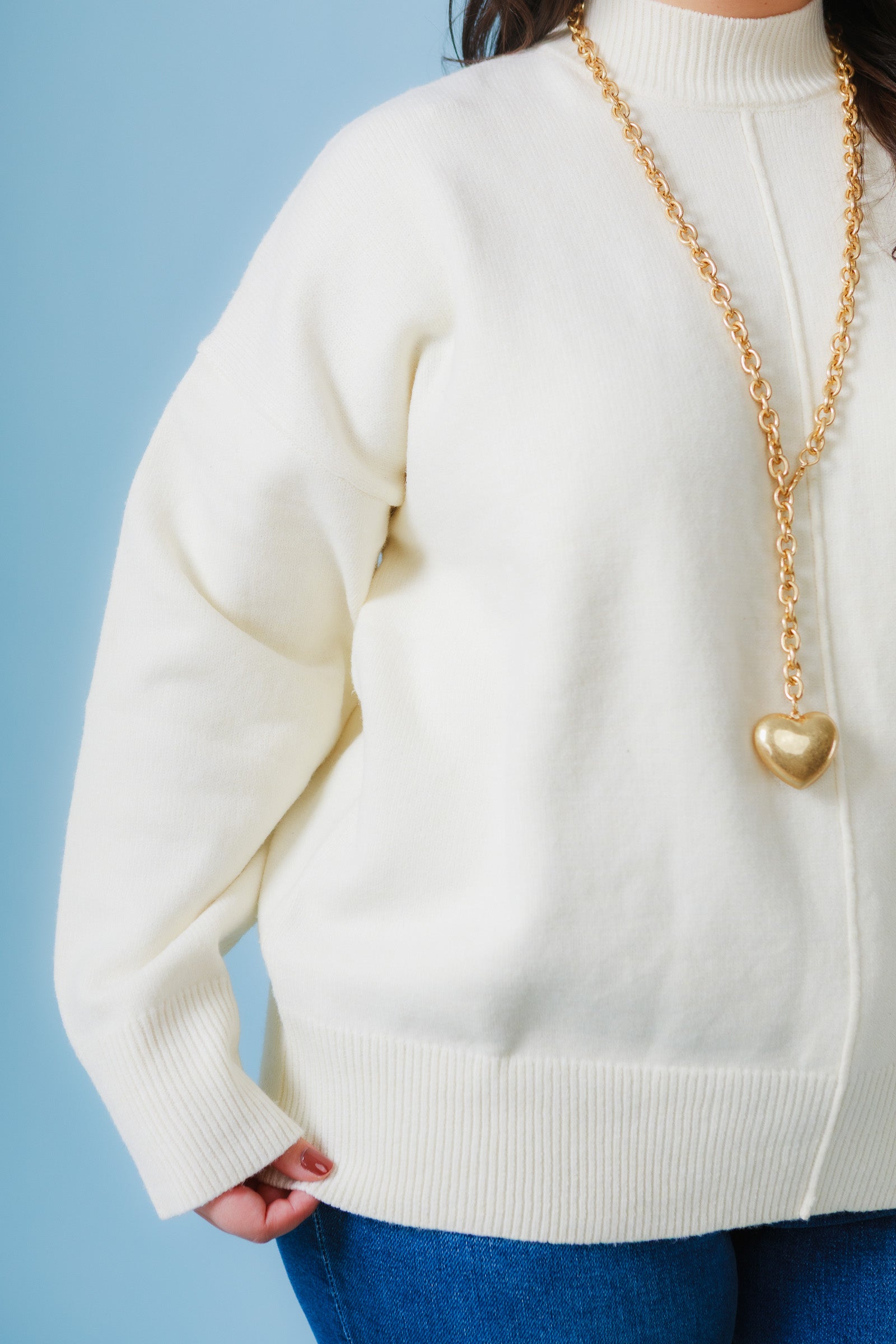 Effortless Edge Mock Neck Sweater