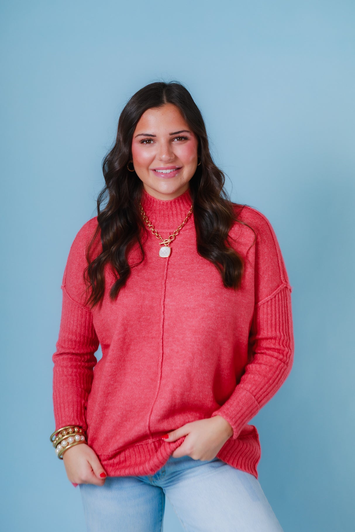 Soft Knit Ribbed Hem Sweater