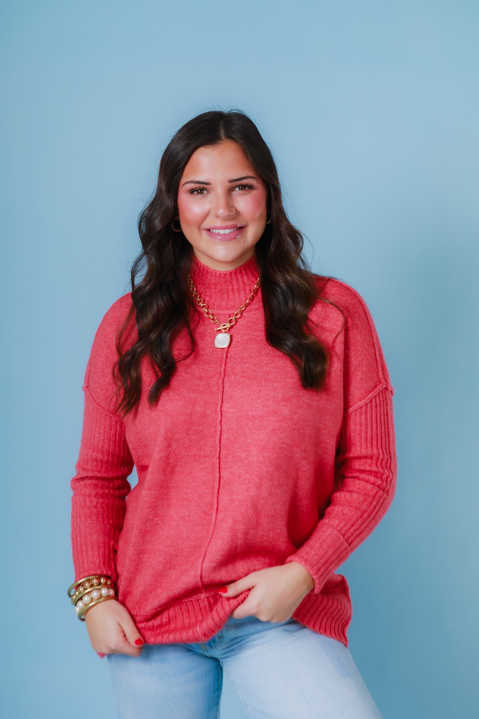 Soft Knit Ribbed Hem Sweater