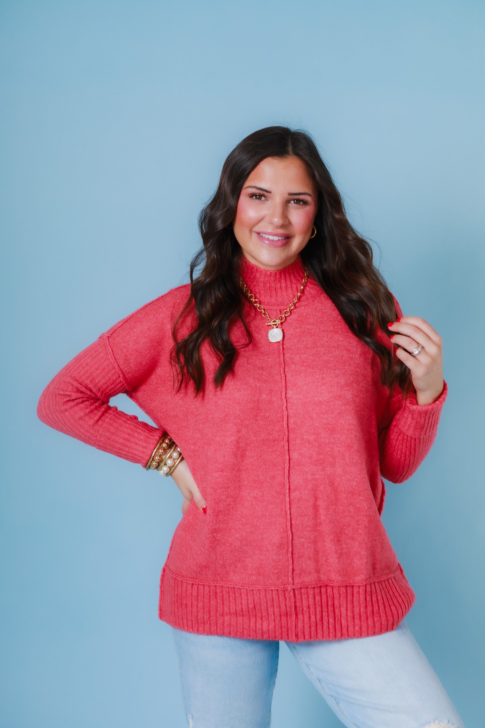 Soft Knit Ribbed Hem Sweater