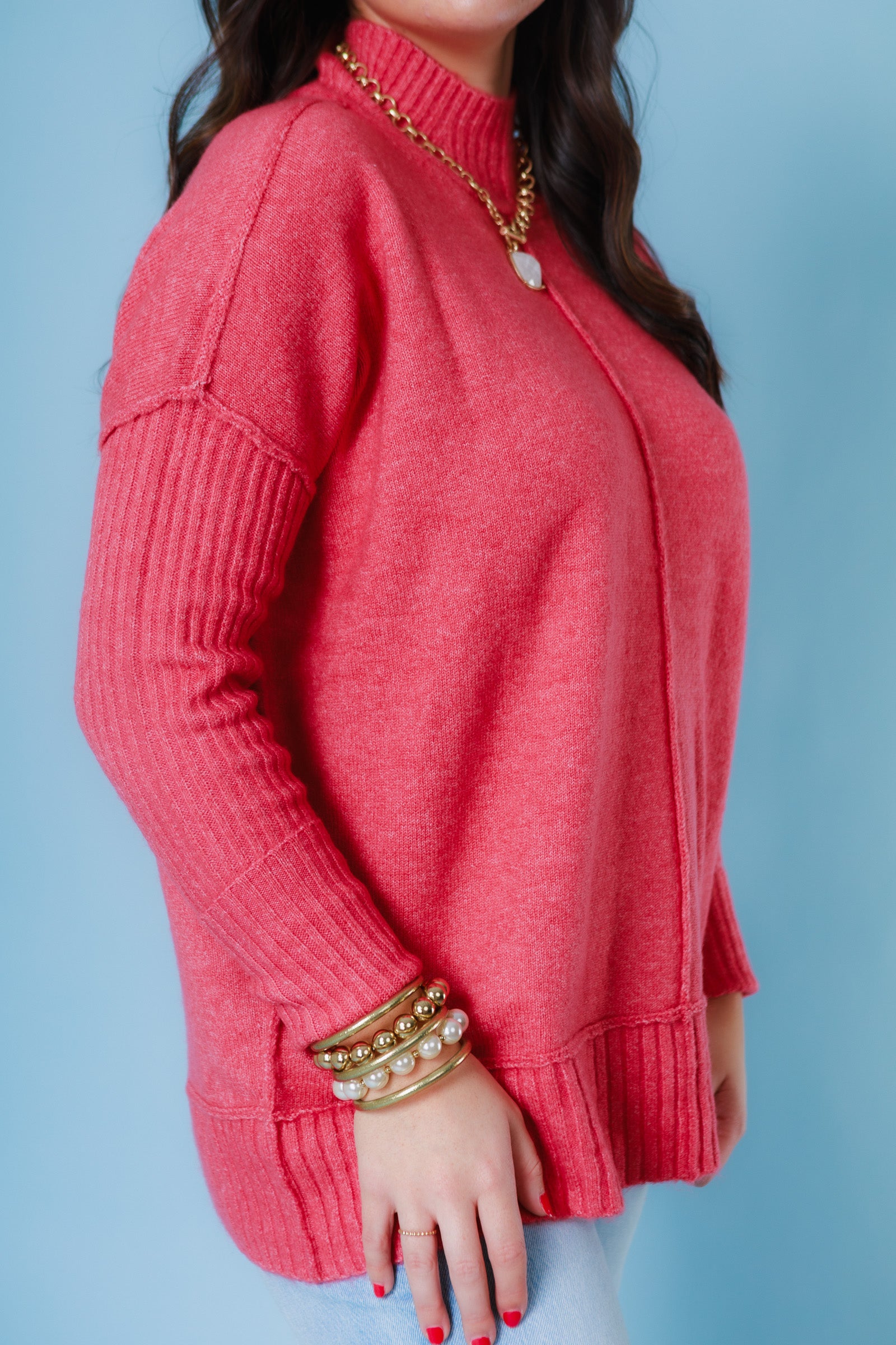 Soft Knit Ribbed Hem Sweater