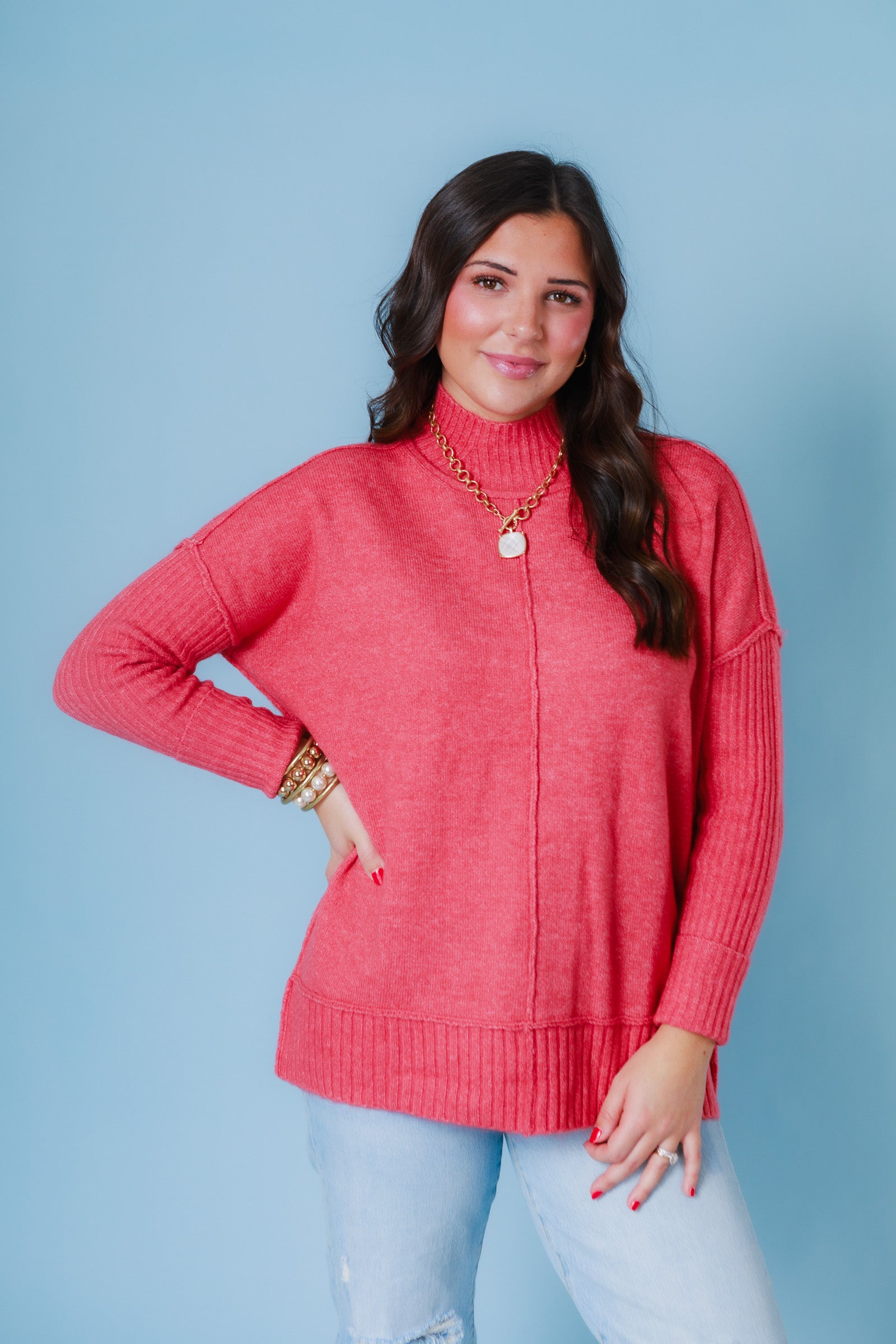 Soft Knit Ribbed Hem Sweater